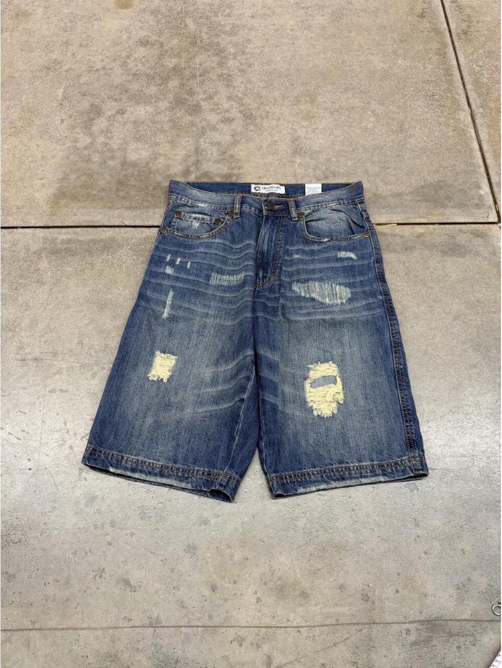 akademiks faded blue relaxed baggy fit jean shorts jorts size 30